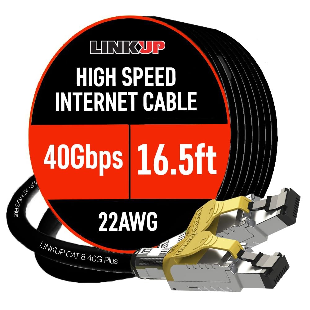 LINKUP Cat 8 Ethernet Cable | Long Internet Cord | High Speed 22AWG - 16.5ft 