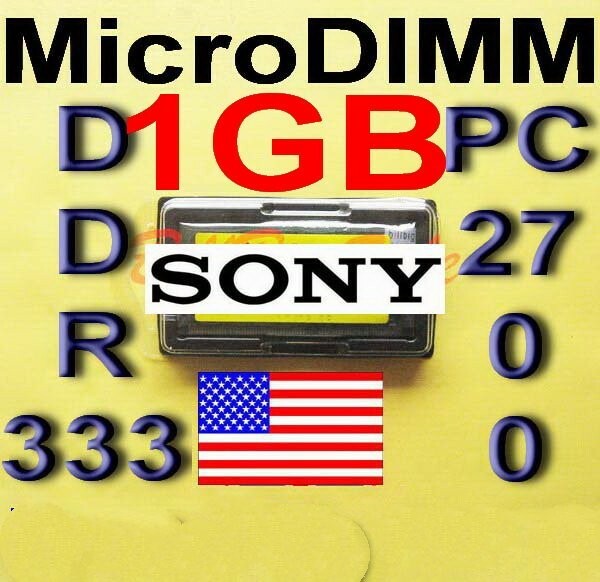(1GB RAM) SONY VAIO T-Type VGN-T90P TT52B T71B T30B T50B T70B T250PMicroDIMM μ