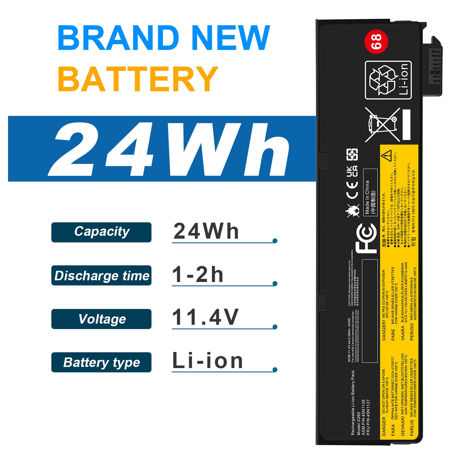 68/68+ Battery For Lenovo Thinkpad T440 T450 T460 L450 L460 W550s X240 X260 X270
