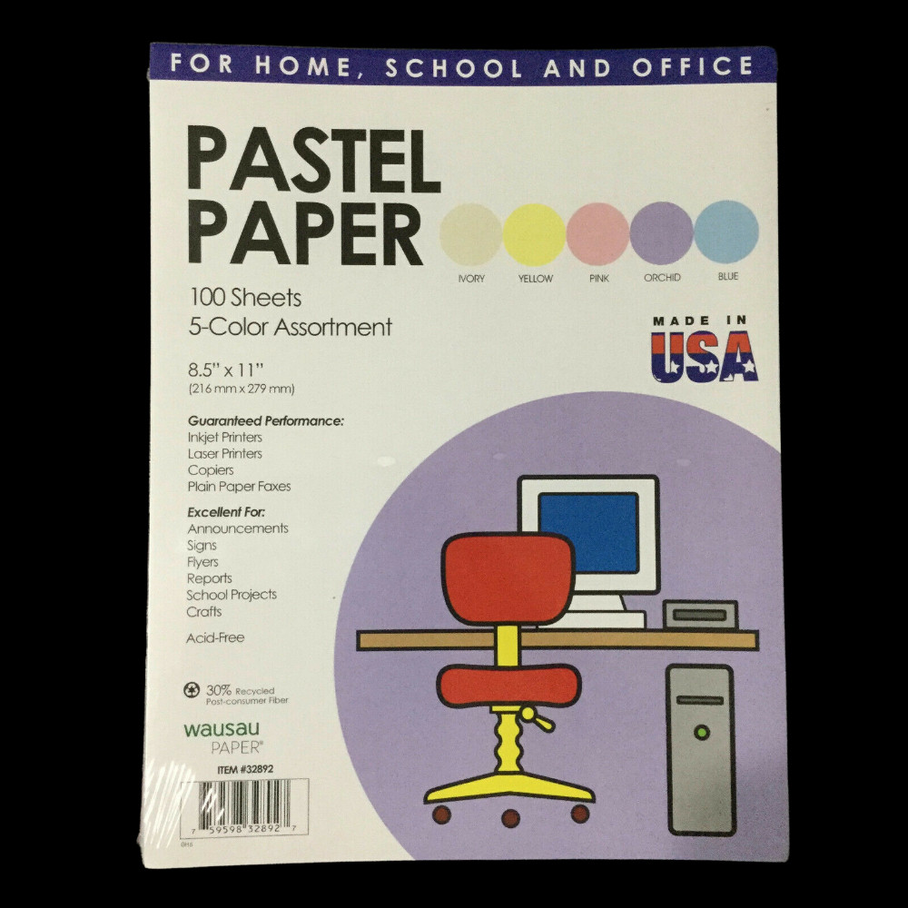 Wausau Multi-Use Printer Paper Letter Size 8 1/2" x 11" Pastel Colors NEW Sealed