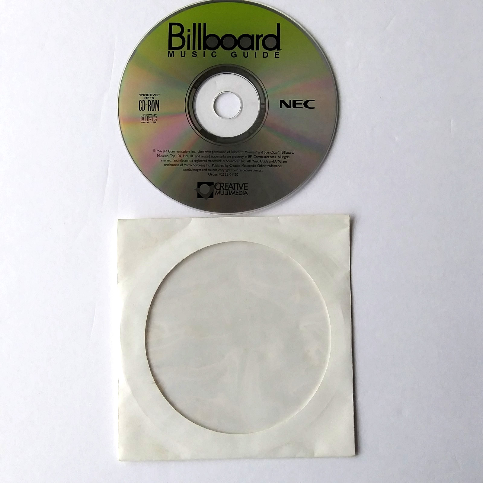 Billboard Music Guide CD-ROM NEC Windows Vintage Multimedia Software 90s