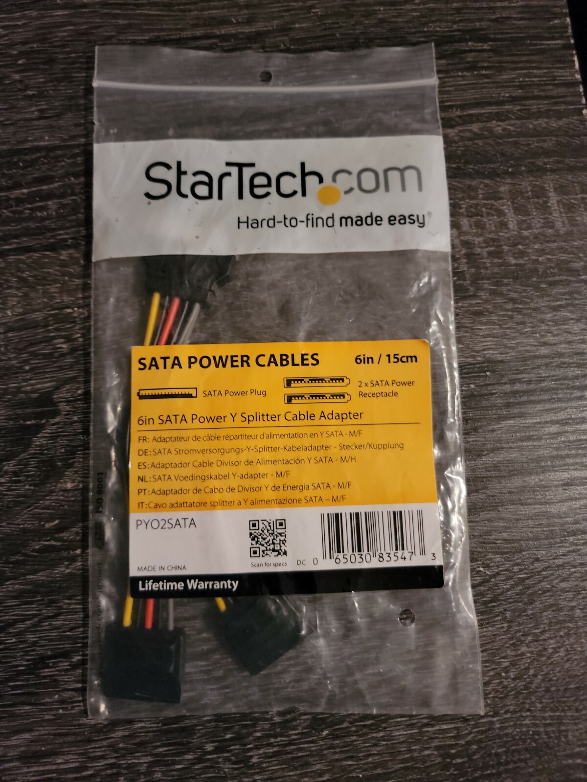 New StarTech.com 6in SATA Power Y Splitter Cable Adapter, PYO2SATA, 6" / 15cm