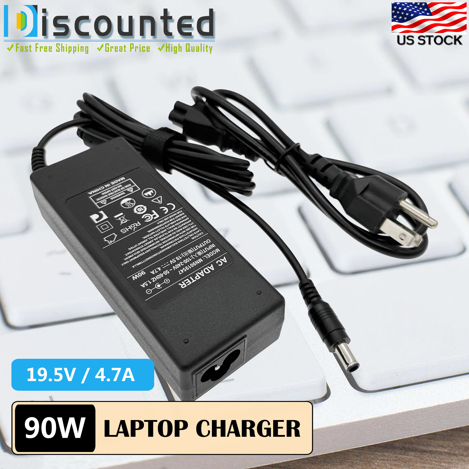 AC Adapter For LG 24M45H-B 27M45H-B 24MK600M-B LED Monitor Power Supply Cord