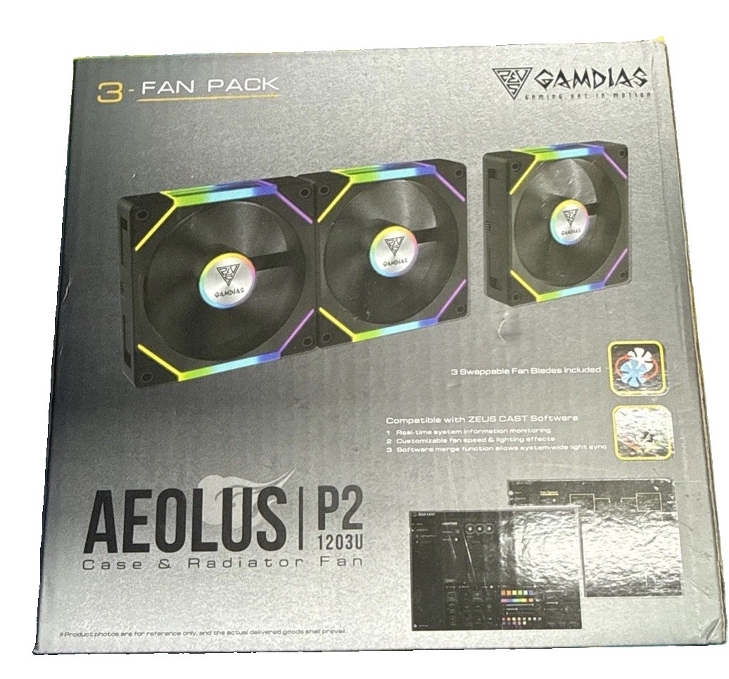 GAMDIAS 3 Pack 120mm Case Fan & 3 Reverse Blades & 1 USB Hub, ARGB PWM PC Fan...