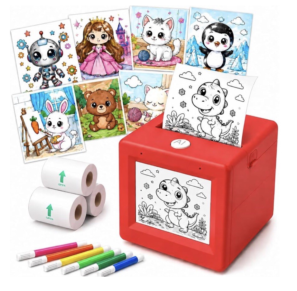 AI Voice Sticker Printer, Mini Thermal Sticker Maker with 7 Art Styles