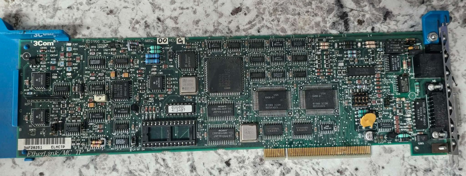 Clean Retro Vintage IBM PS/2 3COM Etherlink/MC Ethernet adapter MCA Card Ugprade