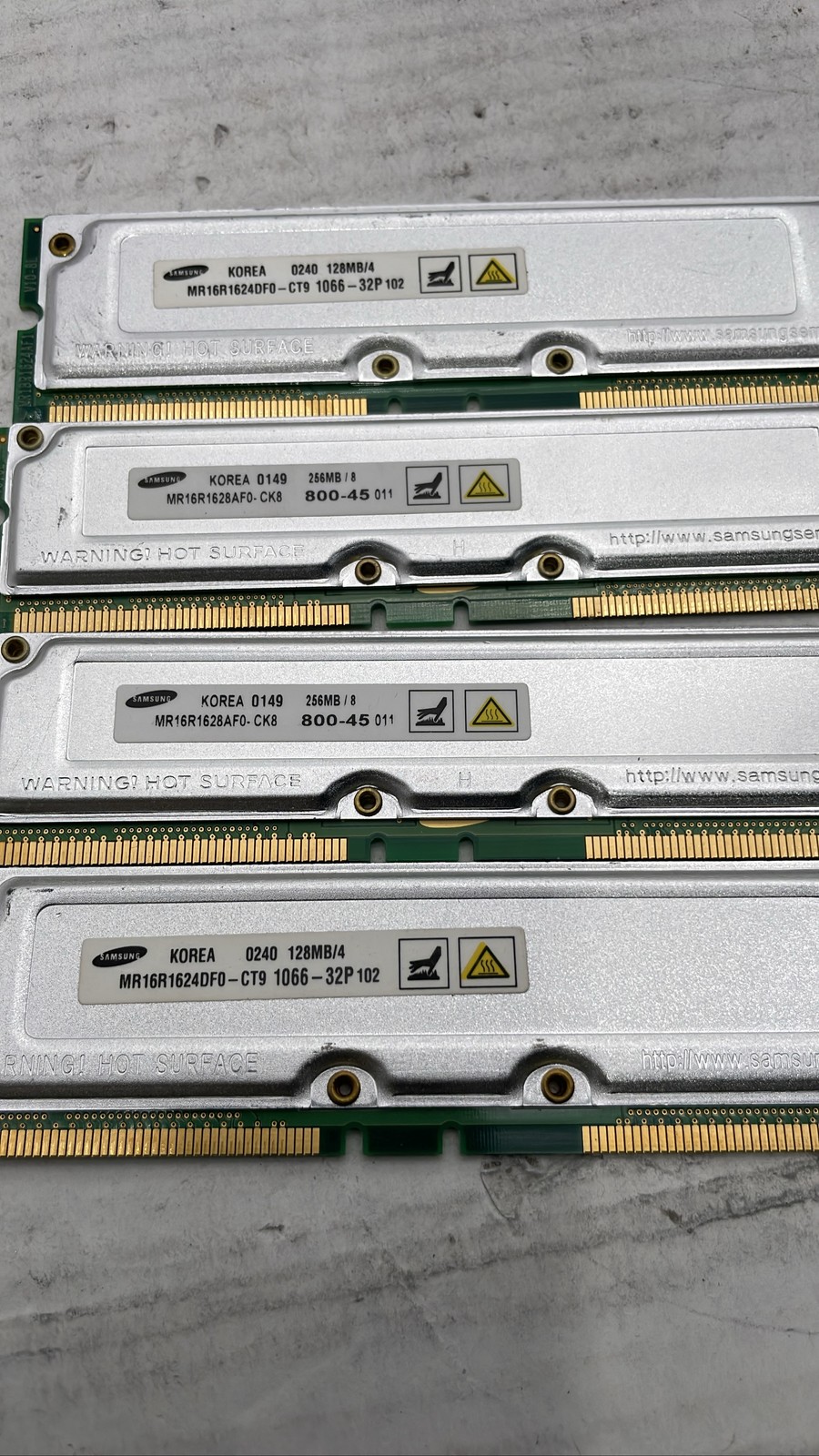 Samsung MR16R1624DF0 MR16R1628AF0 128MB 256MB Heatsink PC RAM Memory Lot of 4