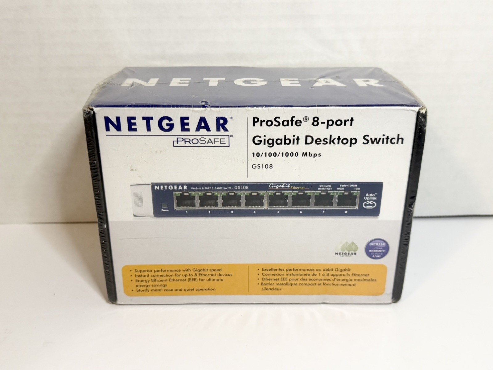 Netgear ProSafe GS108 8-Port Gigabit Desktop Ethernet Switch 10/100/1000 - NEW