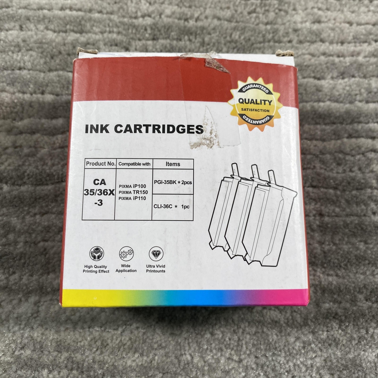 USEHOT PGI-35BK CLI-36C Black Tri-Color Ink 3 Pack For Canon PIXMA IP100 IP110