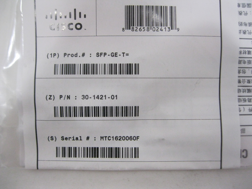 New Genuine Cisco SFP-GE-T GB RJ-45 transceiver - Ships Fast