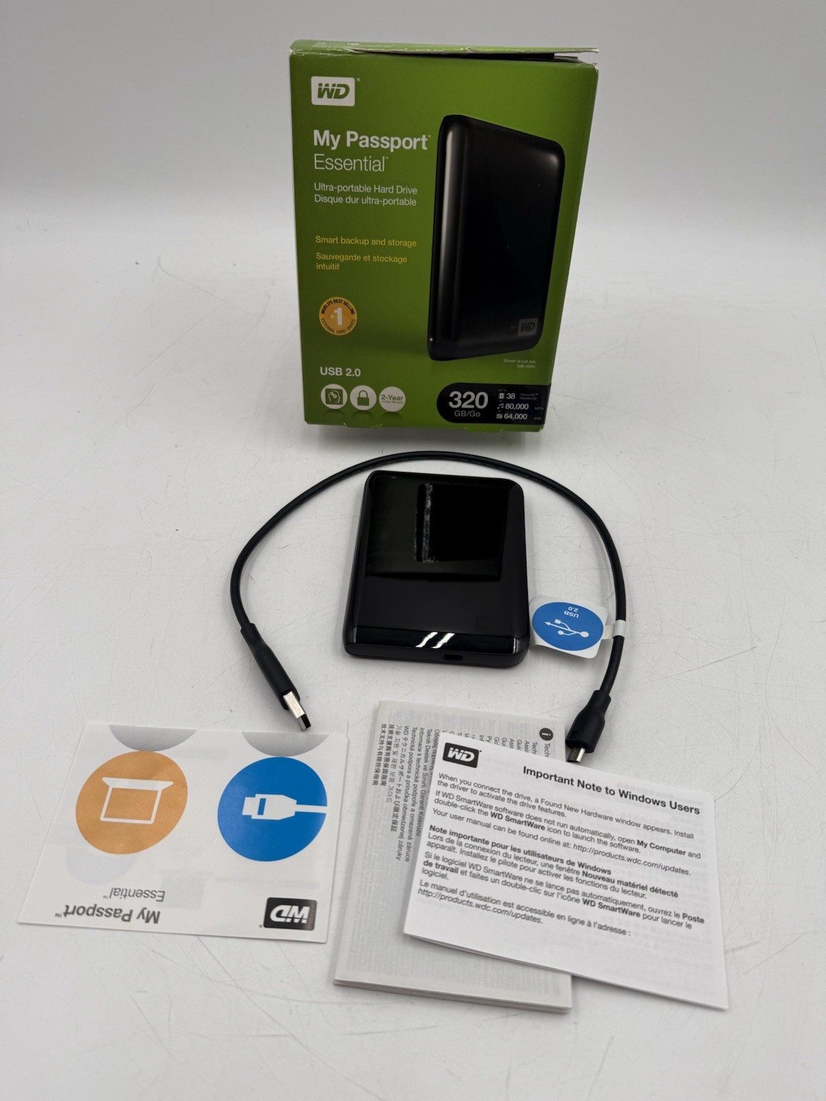 WD My Passport Essential 320GB USB 2.0 Portable External Hard Drive Black
