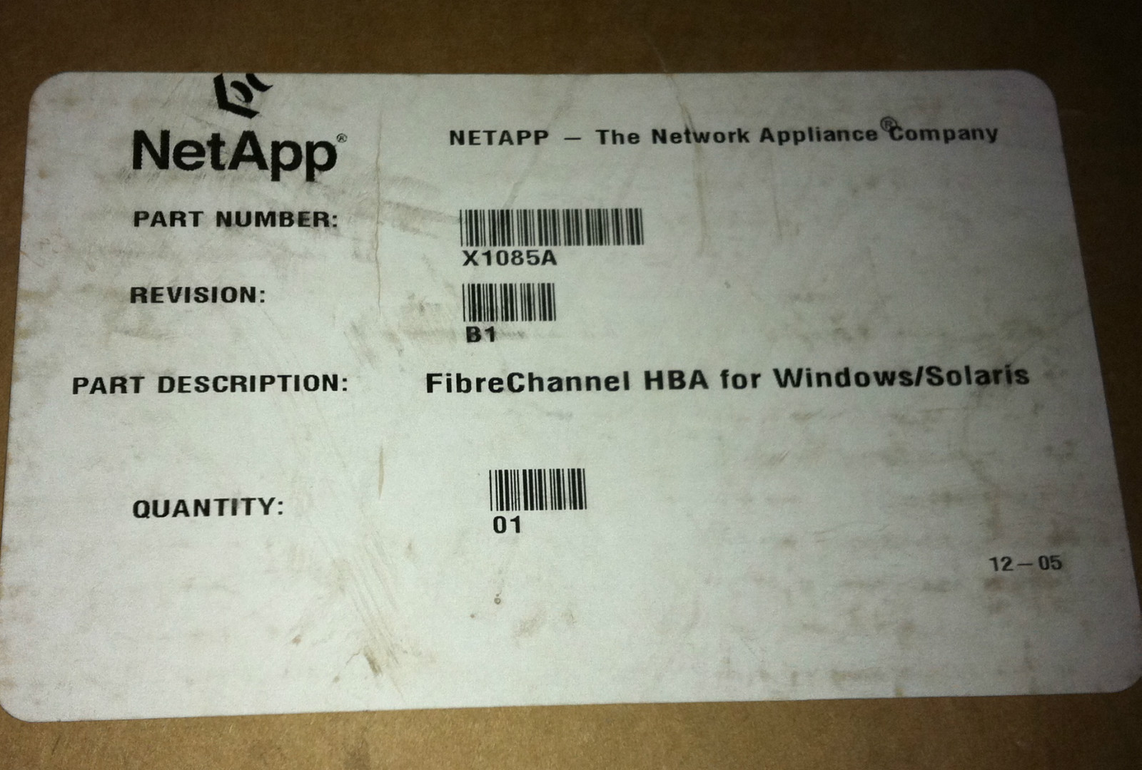NetApp X1085A FCP HBA WINDOWS SOLARIS HOST ATT 111-00161- NEW / 