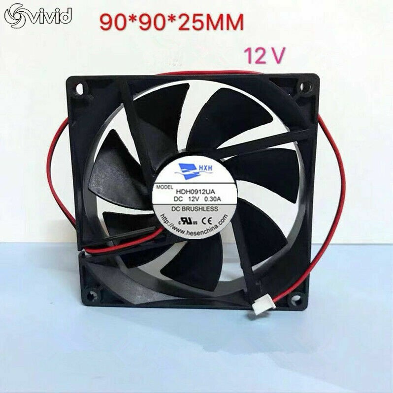 HXH HDH0912UA DC12V 0.30A 2-wire 9025 9CM Inverter Chassis Cooling Fan