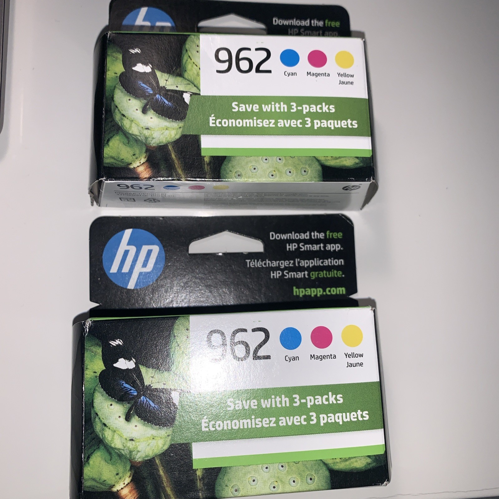 TWO (2) Brand new hp 962 ink cartridges genuine 3 Color Pack Expires Dec 2026