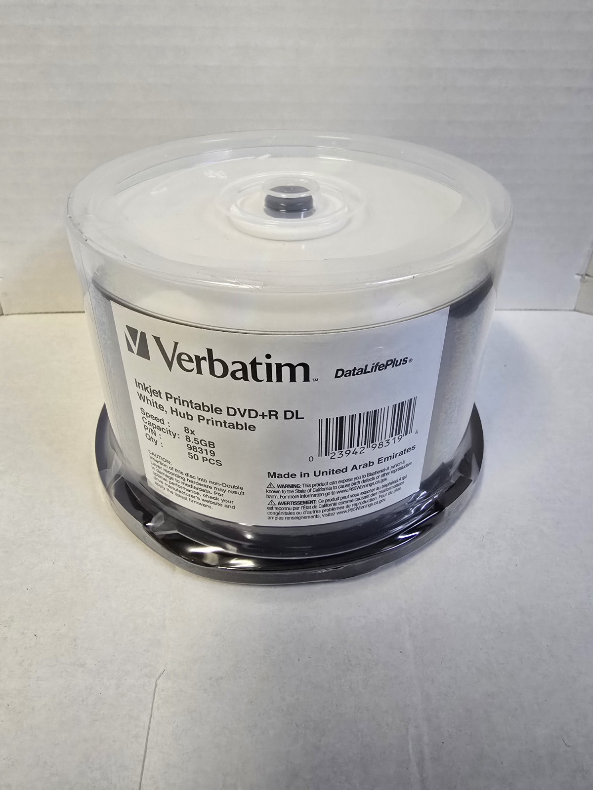 200 VERBATIM 98319 DVD+R DL 8.5GB 8X DataLifePlus White Inkjet Printable 4x50pk
