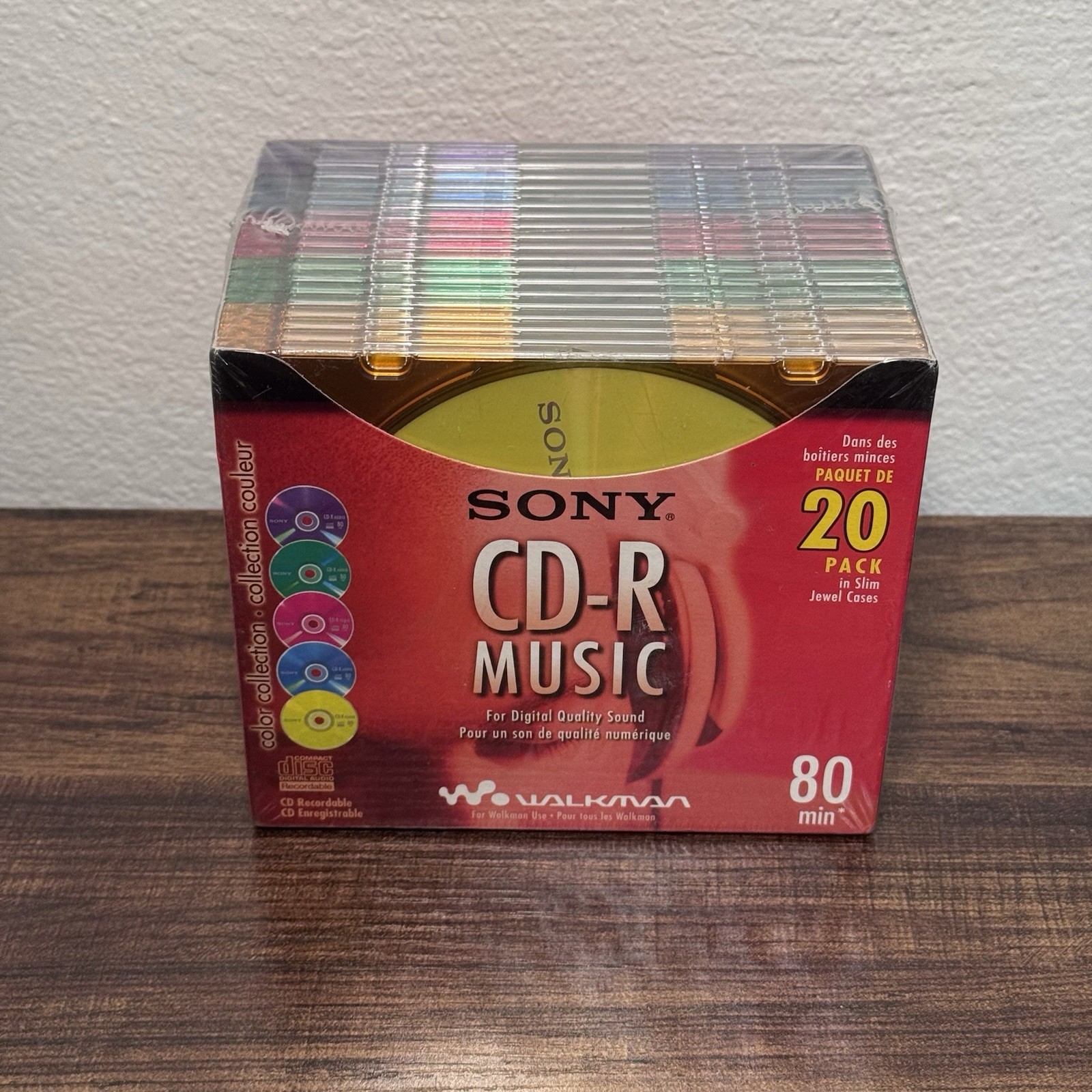 Sony CD-R Music Recordable CD 20-Pack 80 Min Audio Color Slim Cases SEALED 2004
