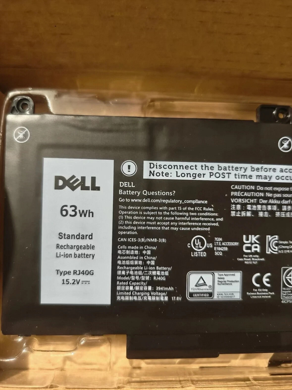 Genuine OEM 63Wh RJ40G M033W Battery For Dell Latitude 5420 5520 Precision 3560