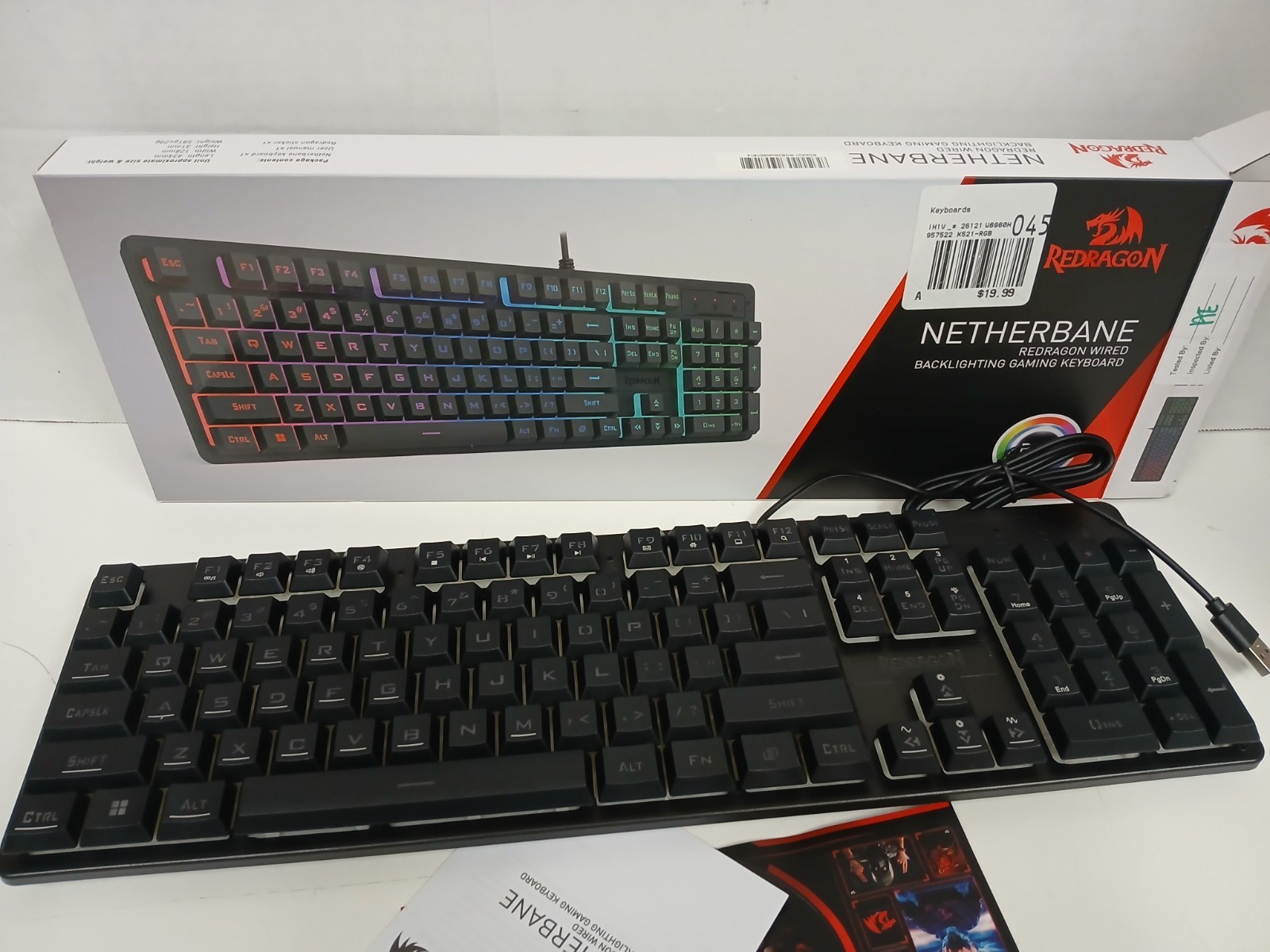 Redragon Netherbane Wired RGB Gaming Keyboard, Black 