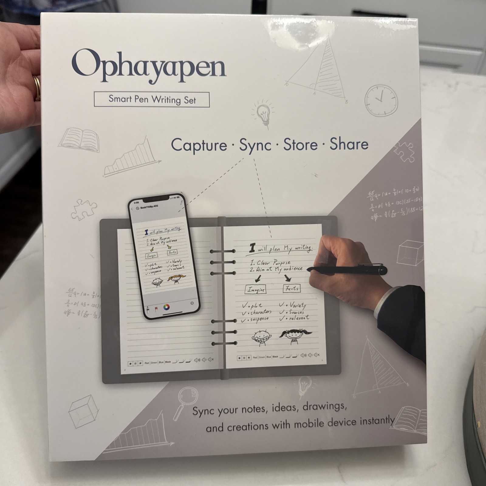 Ophayapen Smart Pen+Notebook+Writing Board, SmartPen Real-time Sync for Digit...