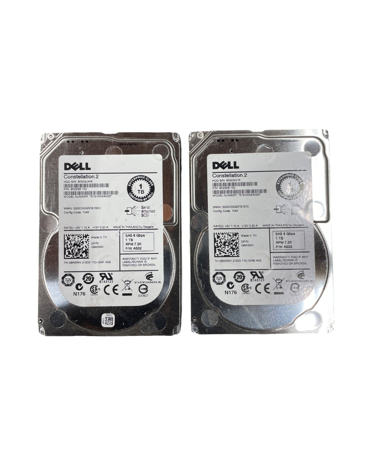 (LOT OF 2) Seagate Constellation. 2 ST91000640SS 1TB 2.5" Hard Drive #21