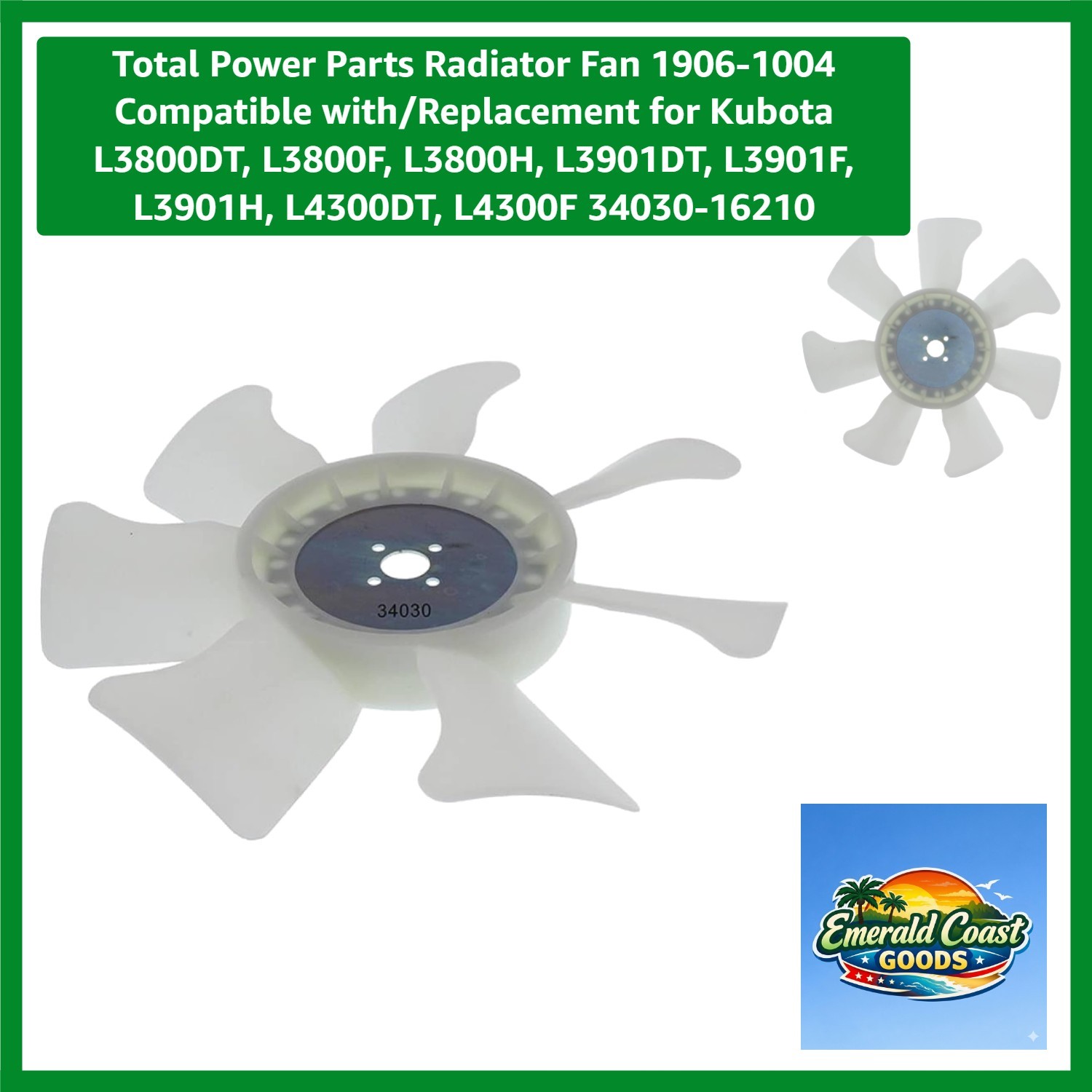 Total Power Parts Radiator Fan 1906-1004 Compatible with/Replacement for Kubo...