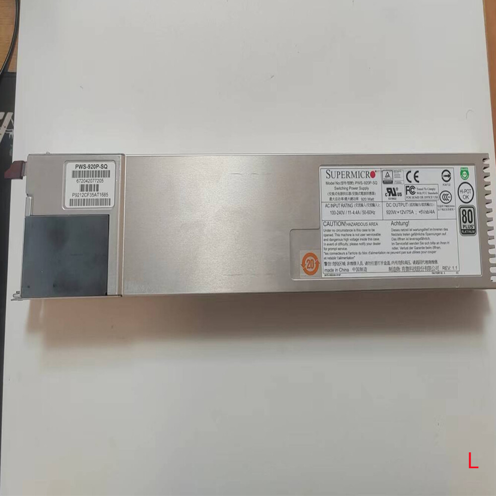 For Supermicro 80plus Platinum 920W  Power Supply PWS-920P-1R PWS-920P-SQ
