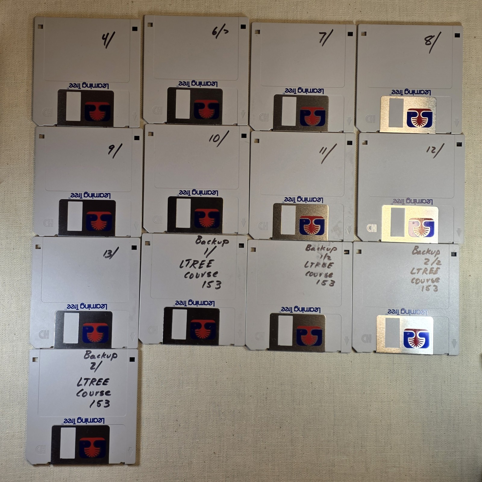 Lot of 13 Vintage 3.5" Floppy Disks – Handwritten Backup / Course Data #022