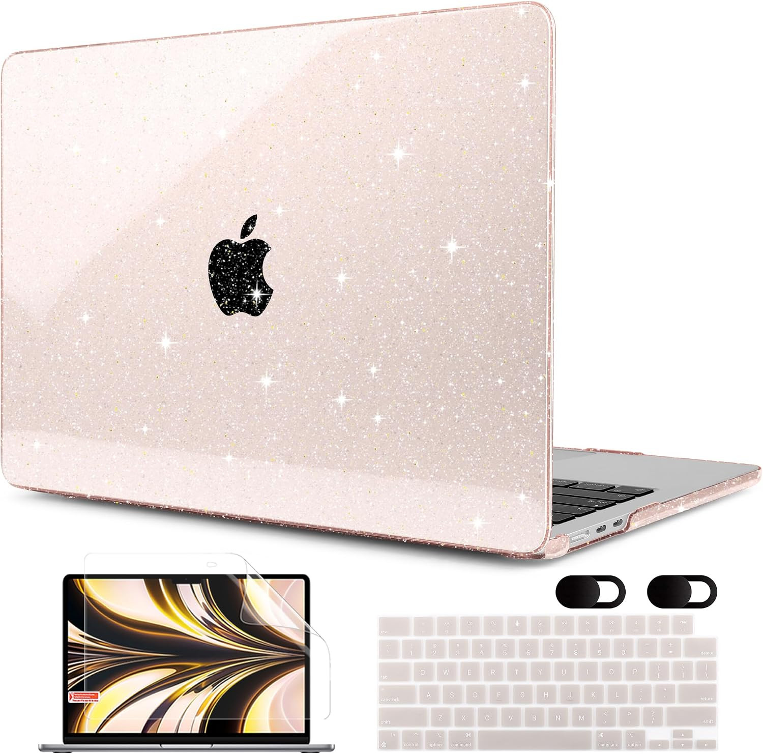 Glitter Case for Macbook Air 13 Inch 2026 2025 2024 2022, Fit Model