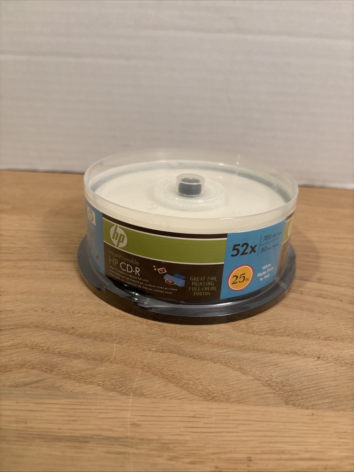 HP CD-R 700MB 52x Speed Spindle 25 Disc INKJET PRINTABLE NEW SEALED