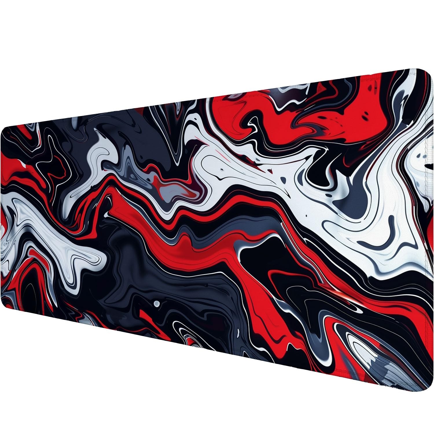 Red Marble Fluid Gaming Mouse Pad Desk Pad Abstract Black White Mousepad XL