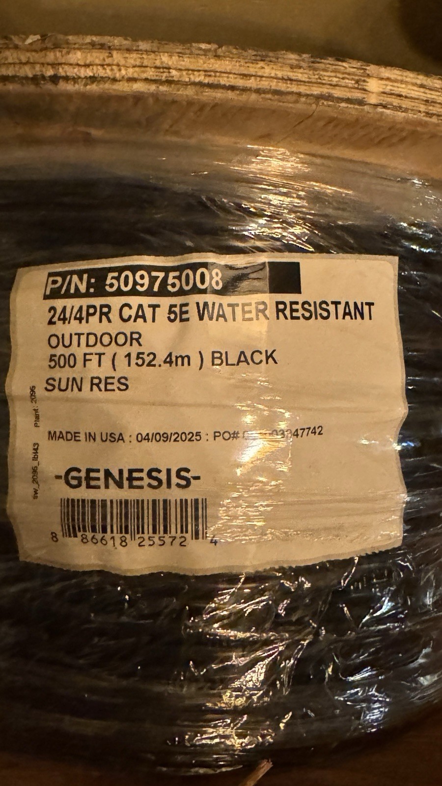 24/4PR CAT 5E WATER RESISTANTOUTDOOR500 FT ( 152.4m )BLACKSUN RES