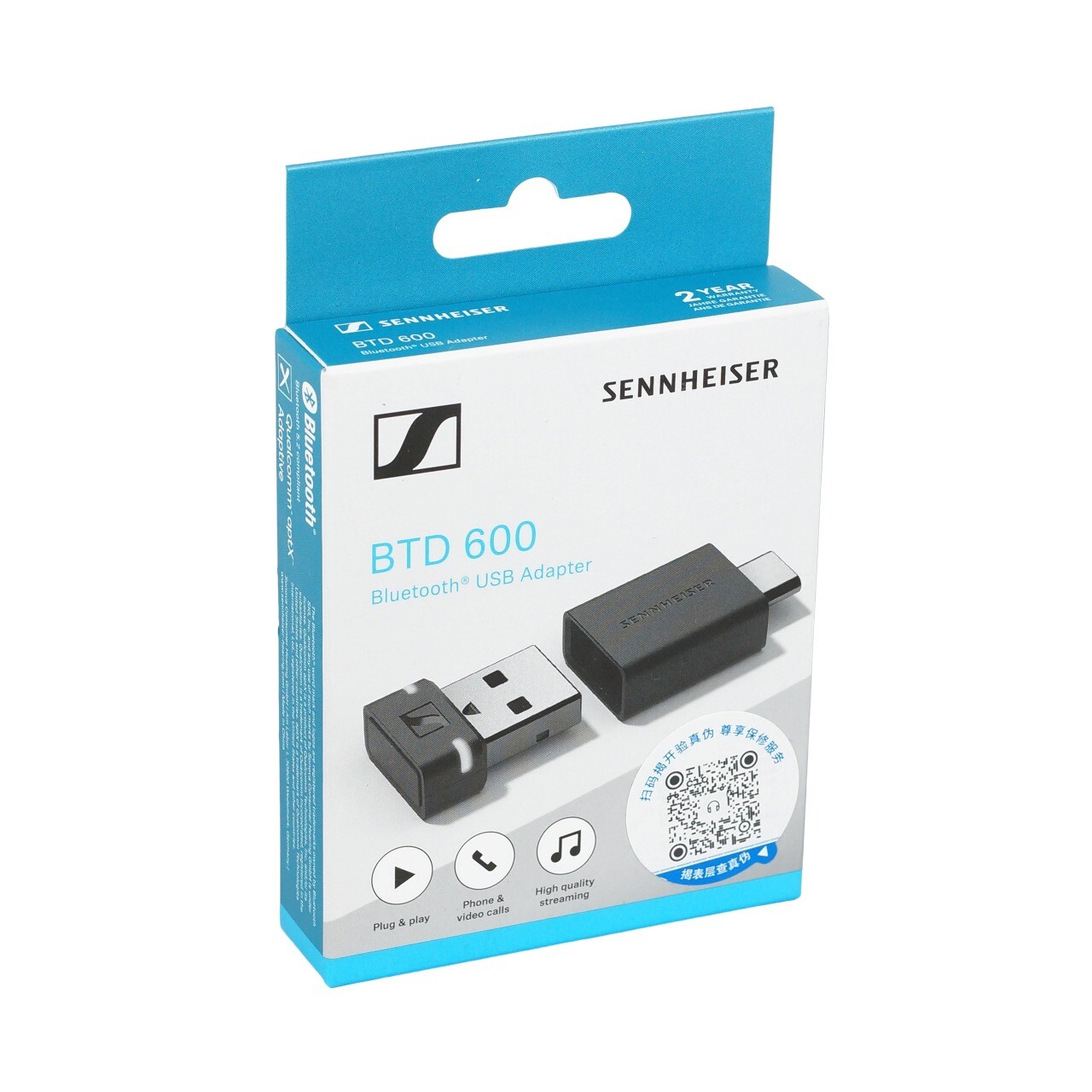 Sennheiser BTD 600 Bluetooth Dongle - USB-A/USB-C Adapter with AptX Audio Codecs