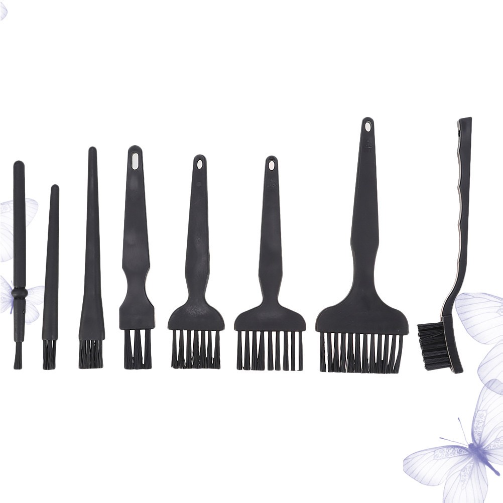 8Pcs Durable Keyboard Dustpan Brushes Ergonomic Anti Static Cleaner Set Black