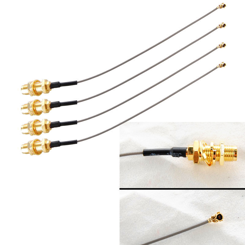 4x HQRP Connector Adapters SMA F Female to IPEX (UFL) for Wifi Wireless Antenna