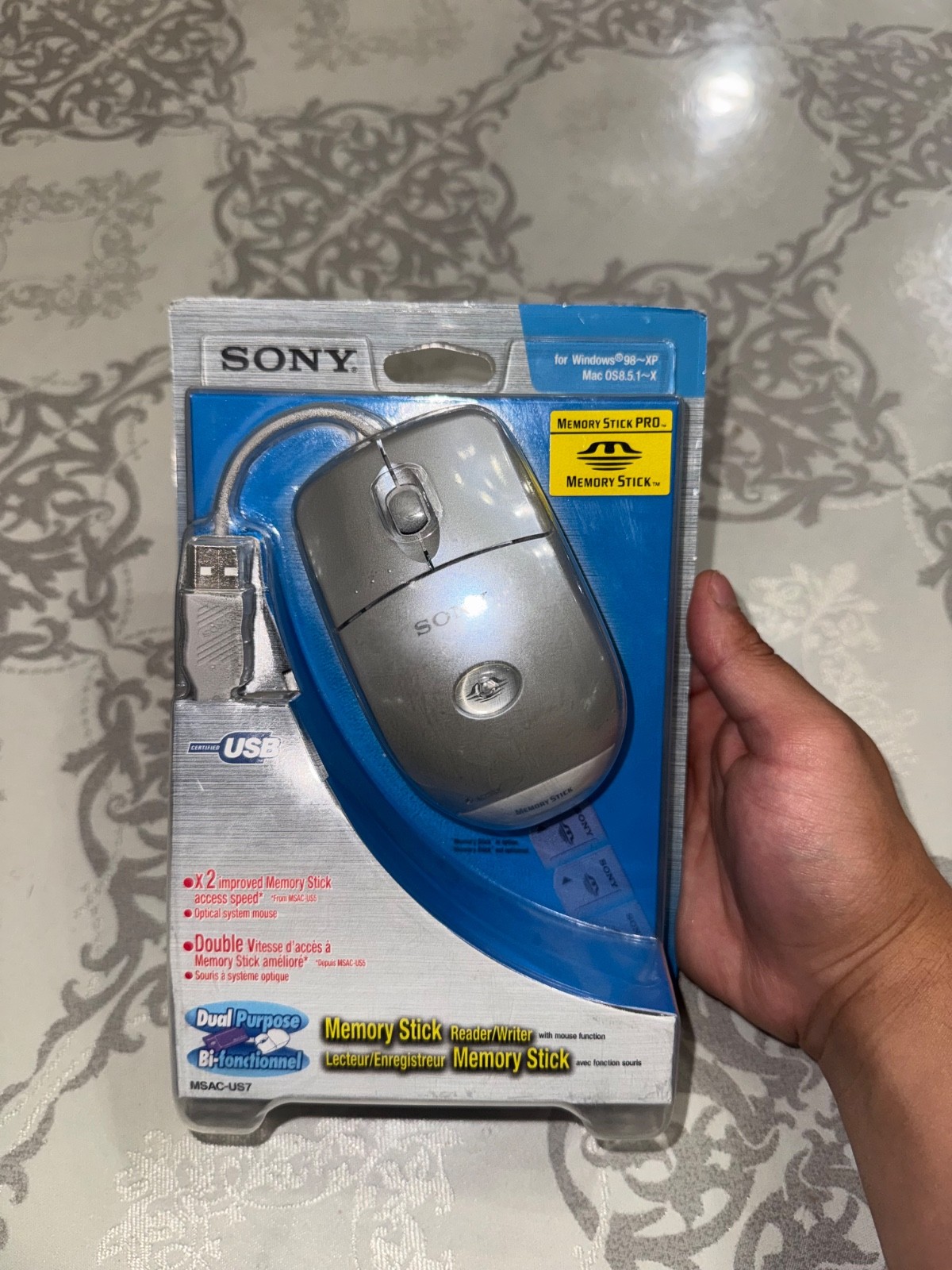 Sony MSAC-US7 USB Optical Mouse Memory Stick reader Writer NEW Sealed Rare