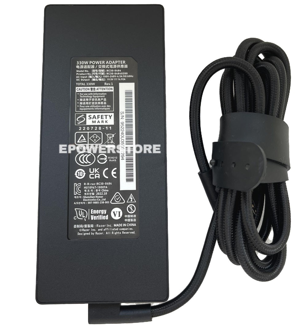 Original GaN 330W AC Power Adapter For 2025 Razer Blade 16 RC30-0484 Charger