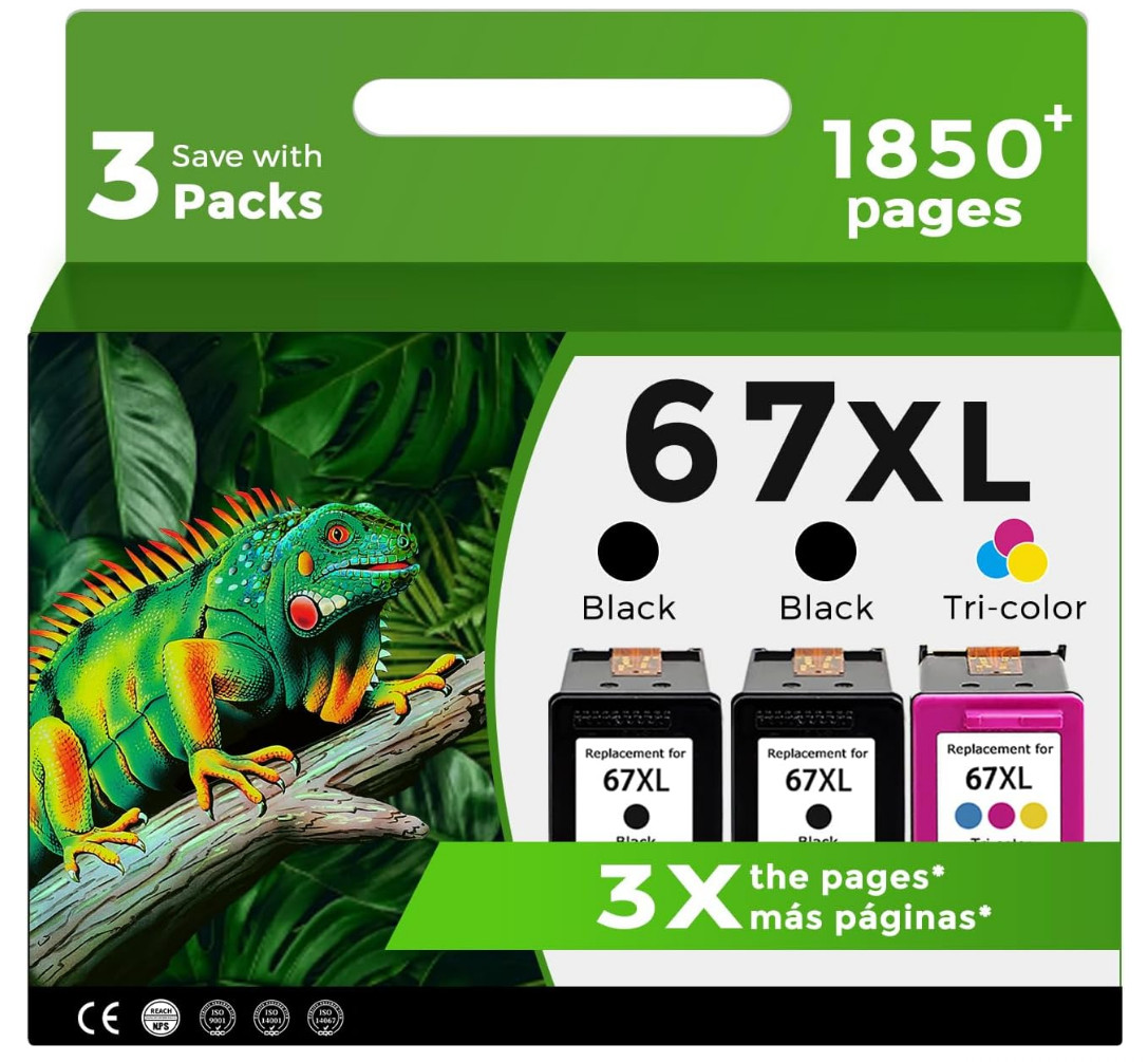 3PK For HP 67XXL 67XL 2-Black & 1-Color Ink Cartridges Envy 6075 6452 6458 6052