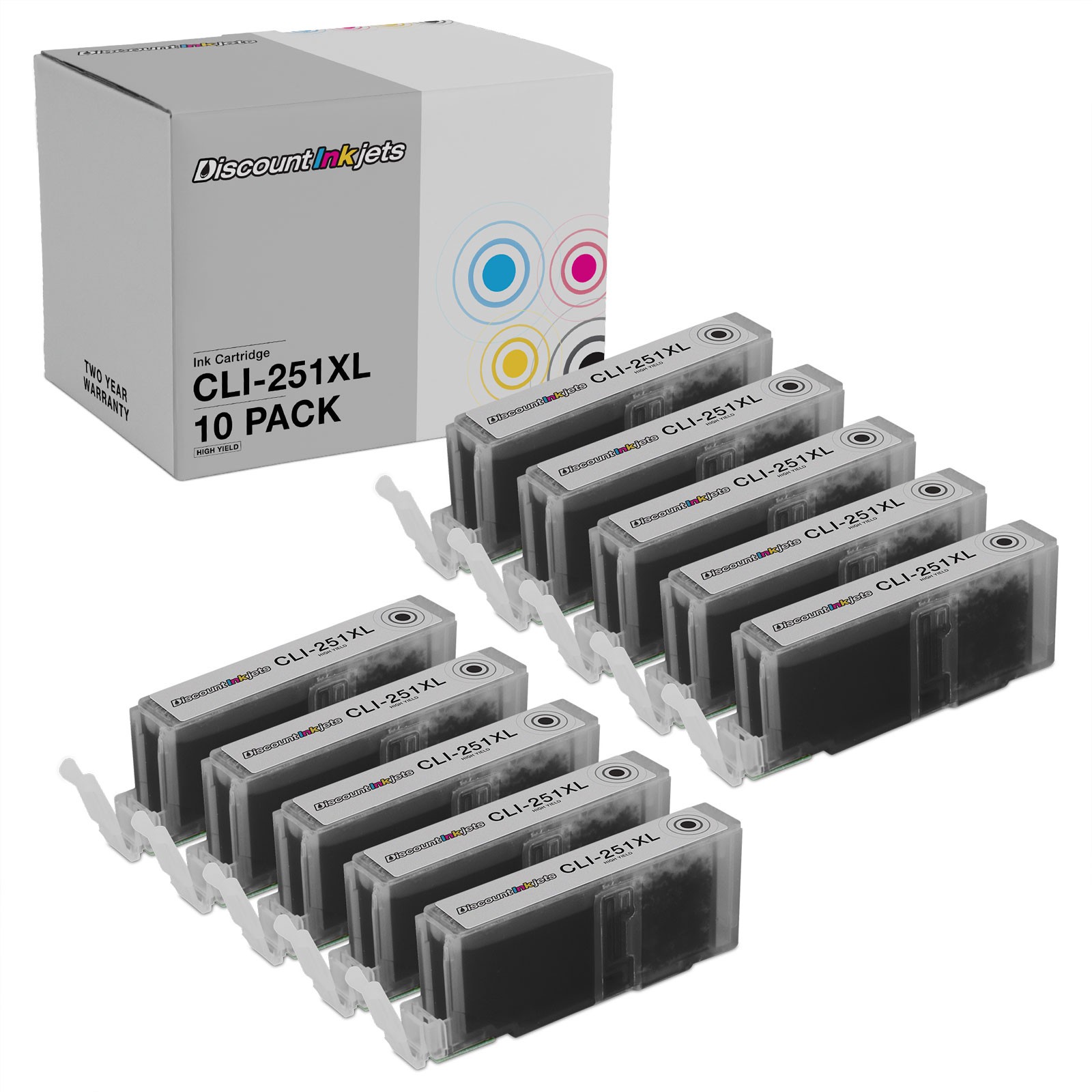 10 CLI-251XL 251 XL HY Black Printer Ink Cartridge for Canon Pixma ip8720 ix6820