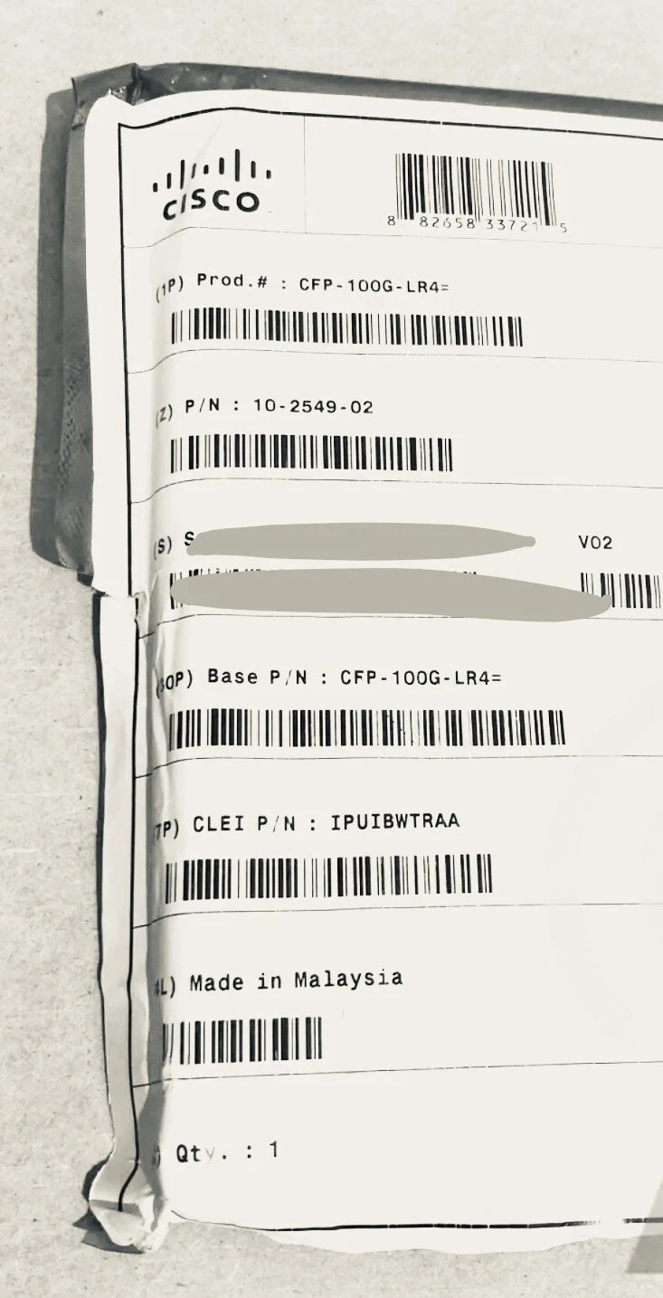 Genuine Cisco CFP-100G-LR4 Module - New