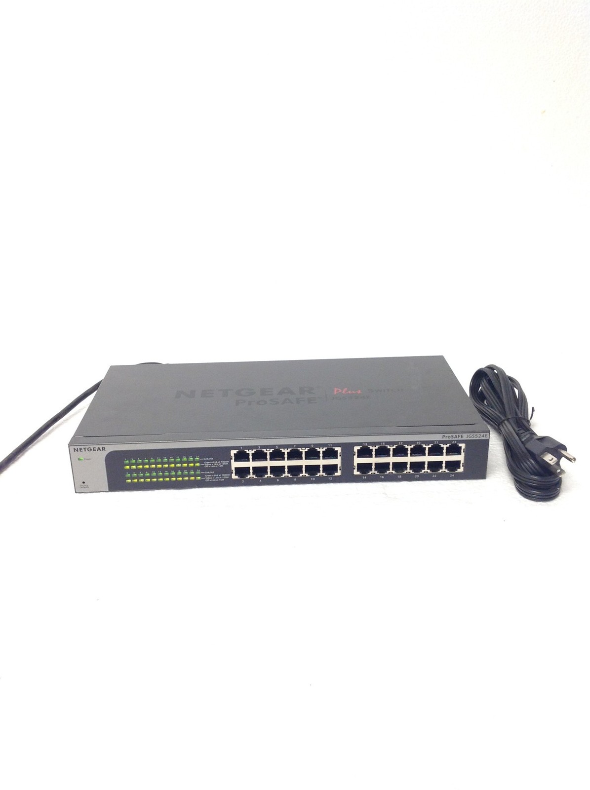 Netgear JGS524Ev2 24-Port Gigabit ProSafe Plus Switch w/ Power Cord, WORKING