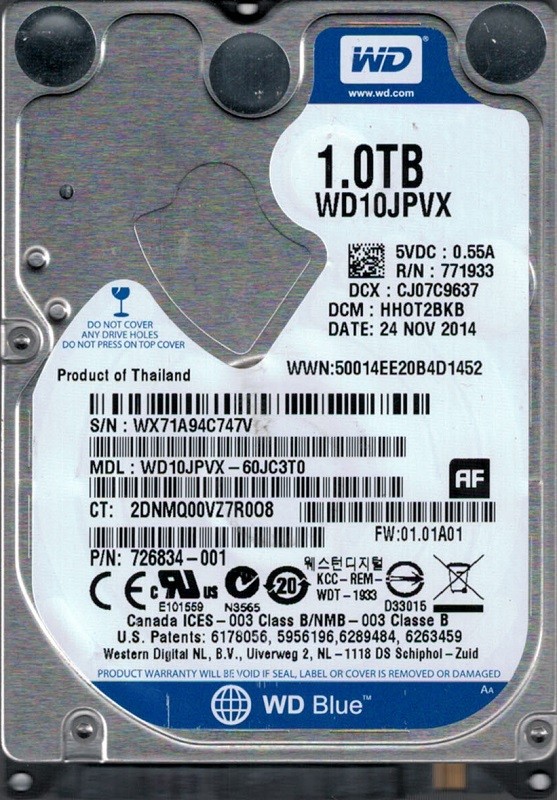 WD10JPVX-60JC3T0 DCM: HHOT2BKB WX71A Western Digital 1TB