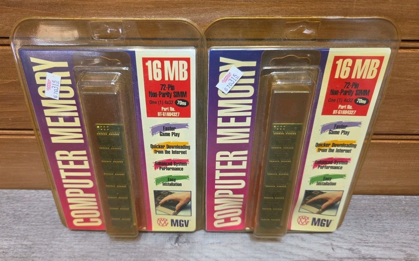 New MGV Computer Memory 16MB 72 Pin 70ns 4x32 Part  No. DT-G1604327 Lot Of 2