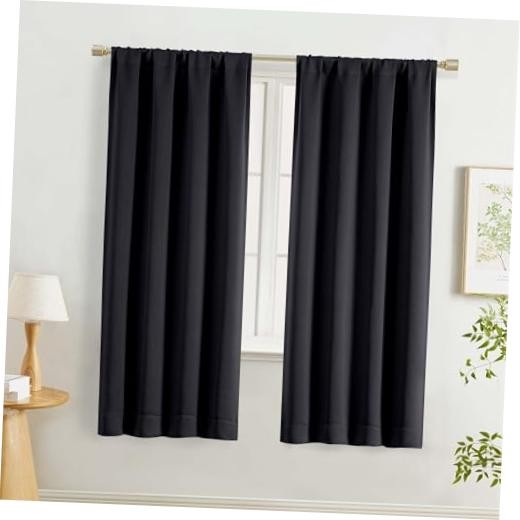 out Curtains for Bedroom 63 Inch Length, 2 Panels 40"W x 63"L (Pack of 2) Black