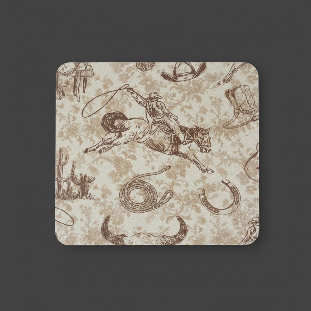 Western Boho Leather Tooled Print Mouse Pad ￼