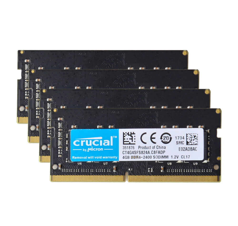 Crucial 4x 4GB 1RX8 DDR4-2400 PC4-19200 1.2V CL17 SO-DIMM Laptop Memory RAM @sw9