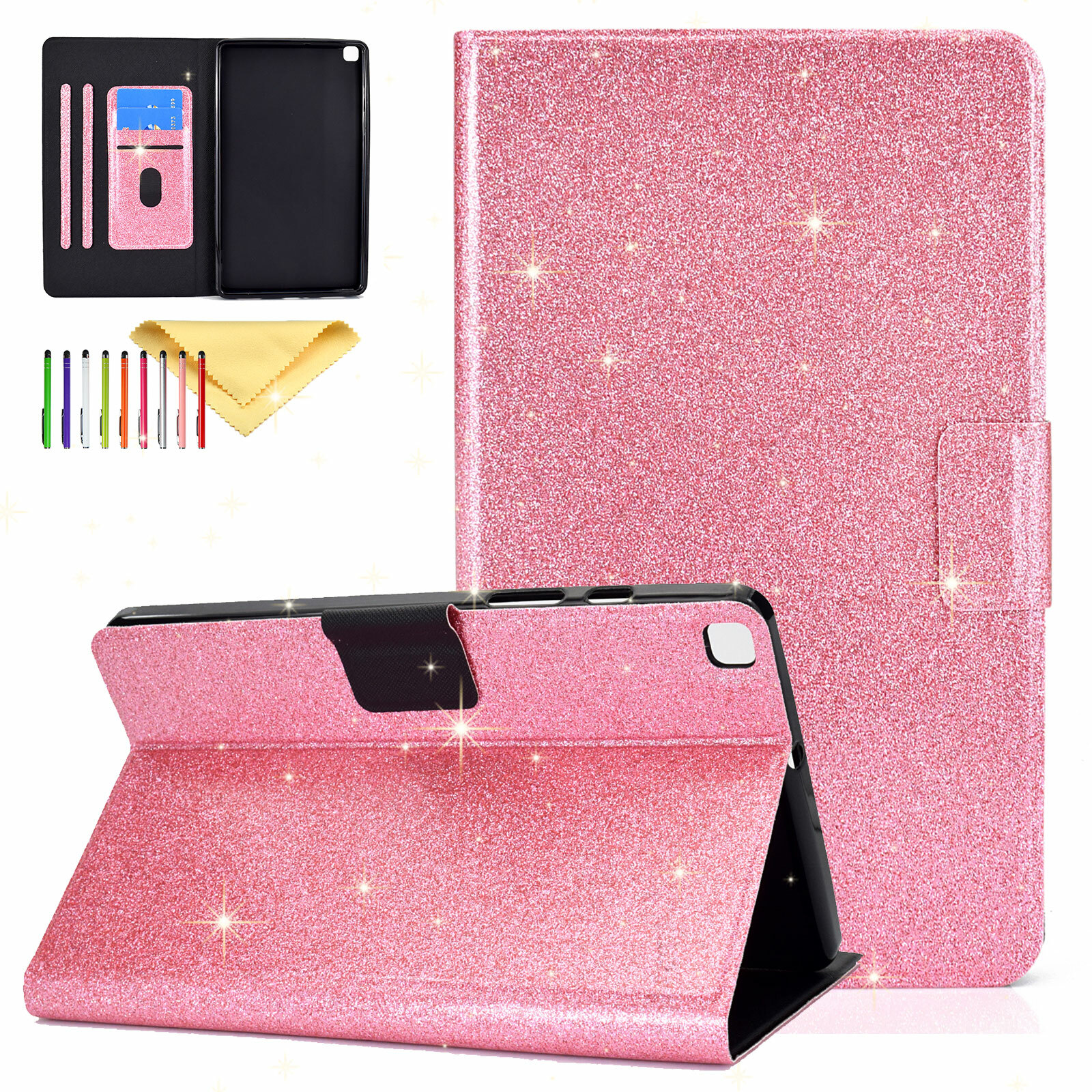 For Samsung Galaxy Tab A7 10.4 2020 T500 Bling Glitter Flip Leather Case Cover