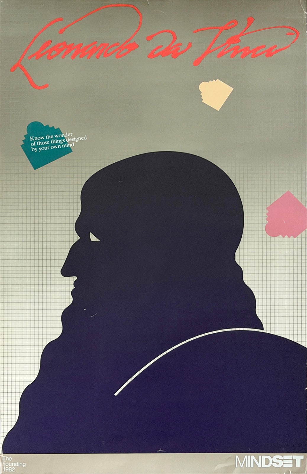 Rare Original MINDSET Computer The Founding 1982 Leonardo da Vinci Poster 23x38
