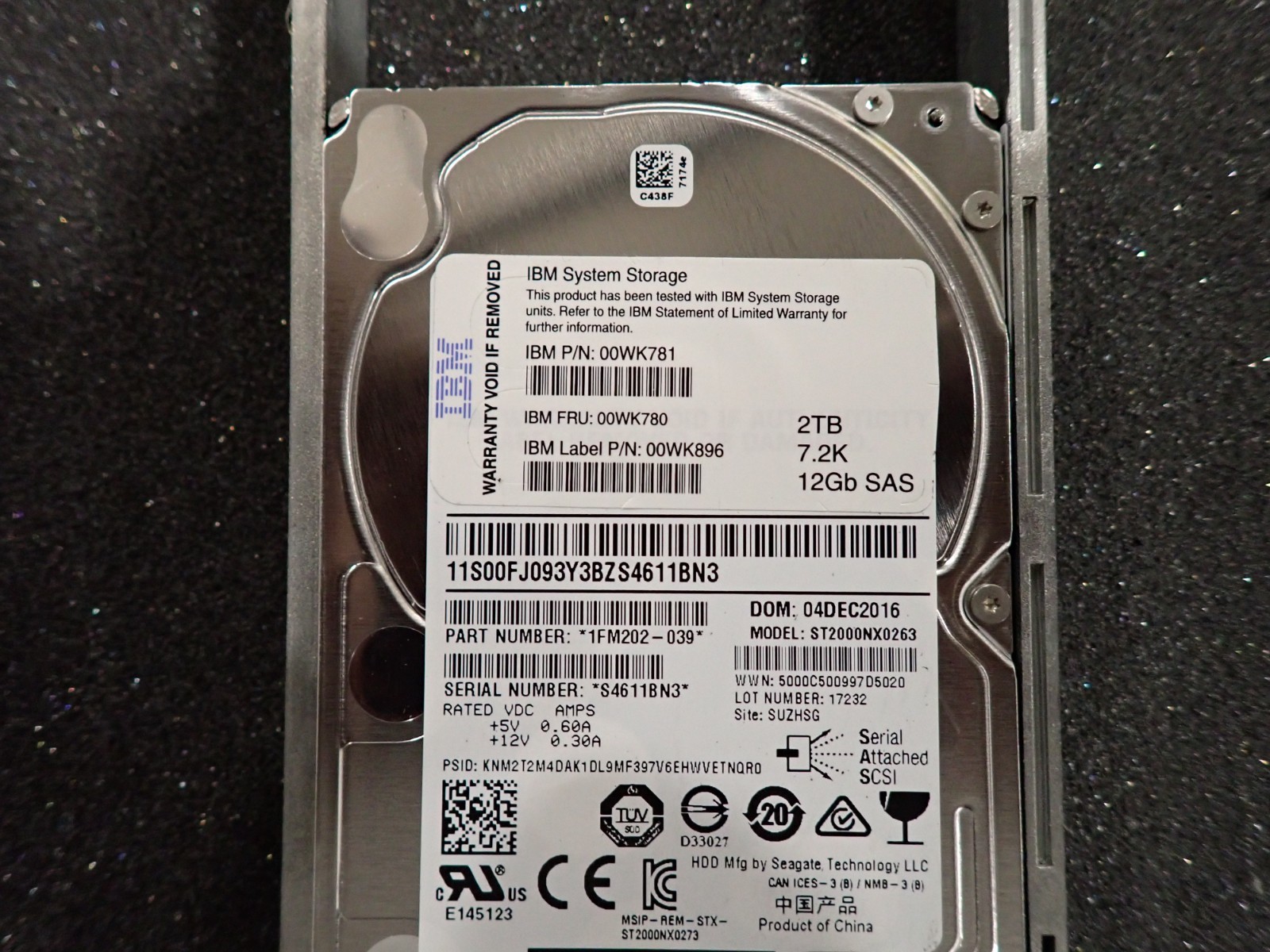 IBM 00WK780 2TB 10K RPM SAS 12Gb/s Nearline NL HDD Internal Hard Disk Drive