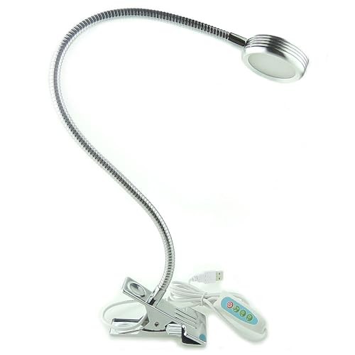 3 Color Dimmable LED Clip On Light Silver Gooseneck Silver (3 Color) Dimmable