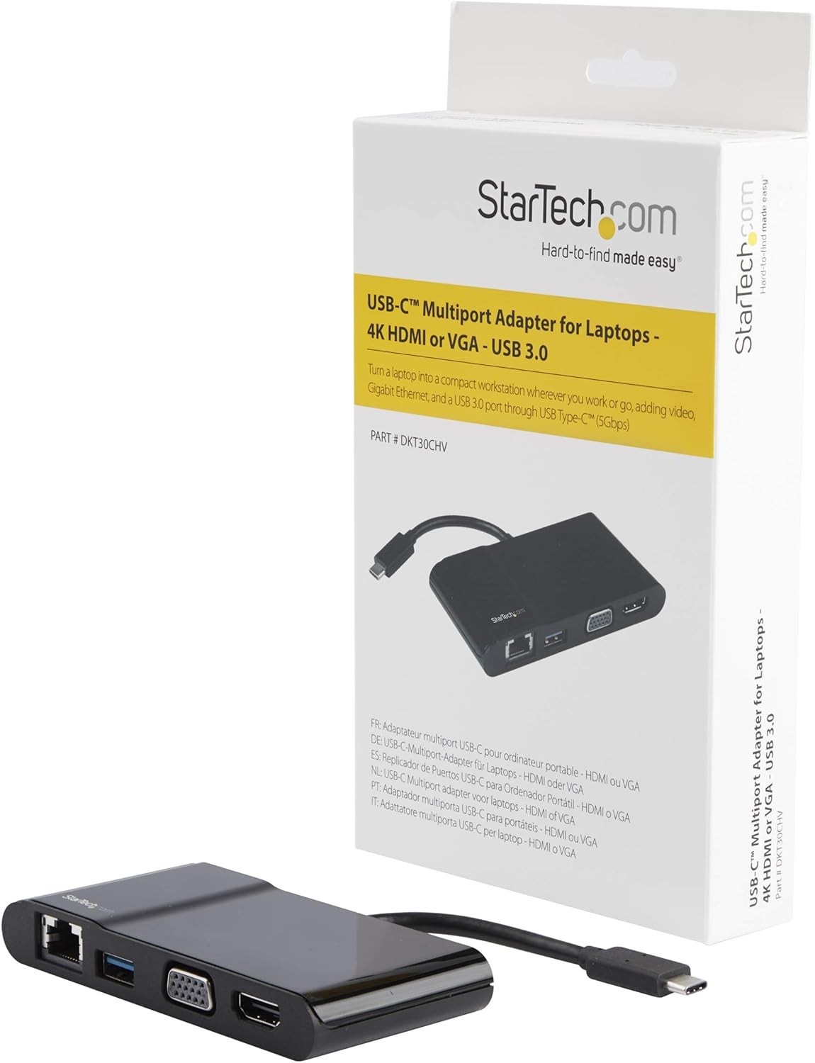 T StarTech.com USB-C  Multiport adapter for laptops-4K HDMI or VGA-USB 3.0 New